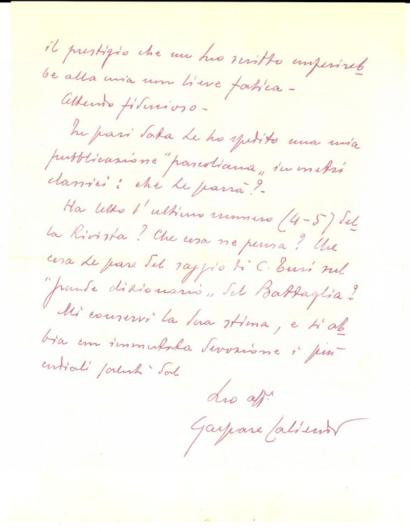 1962 MADDALONI (CS) Gaspare CALIENDO chiede di tenere una conferenza *Autografo
