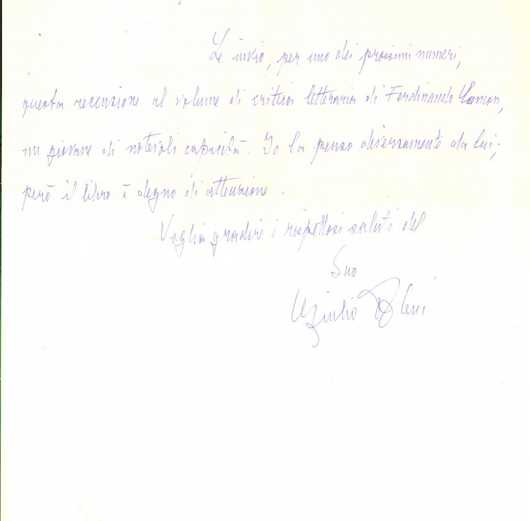 1970 PADOVA Giulio ALESSI in lode di Ferdinando CAMON *Lettera autografa