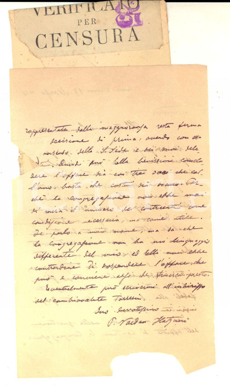 1916 VENEZIA Padre Vardan HATZUNI su un affare pro Congregazione Mechitarista 