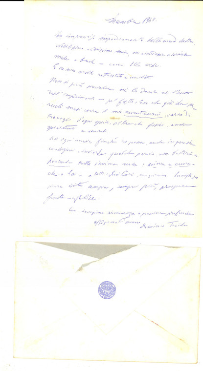 1963 PADOVA Lettera di auguri di Erminio TROILO a un amico - Autografo