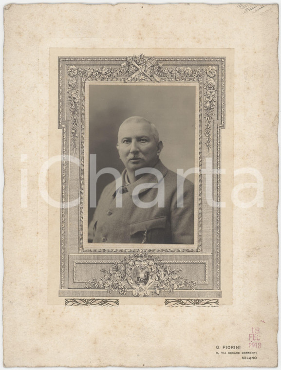 1918 MILANO Ritratto maschile con il cappotto - Foto G. FIORINI 16x22 cm