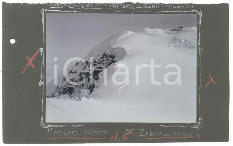 1900 ca ALPI RETICHE - ORTLES Monte Zebrù e Hochjoch Hütte - Foto 16x12 cm