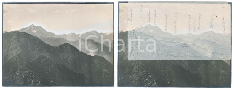 1930 ca ALPI - VAL RESIA - Catena dal CORNO BIANCO al Colle d'OLEN Foto 24x18 cm