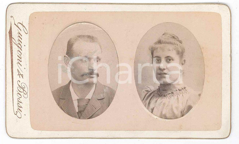 1880 ca MILANO Coppia di sposi - Ritratto - Foto GUIGONI & BOSSI CDV