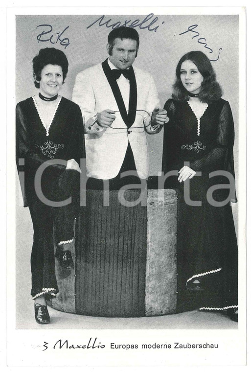 1970 ca GERMANY - MAGICIANS - MAXELLIS moderne Zauberschau - SIGNED photo