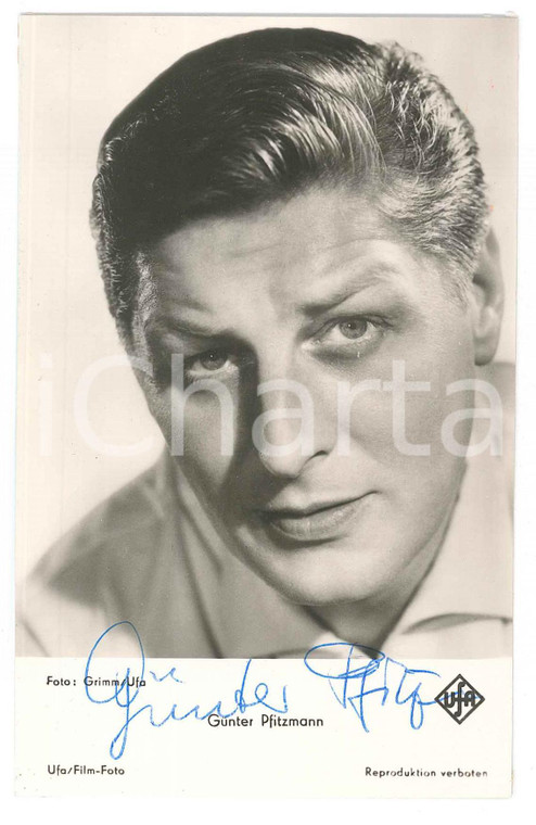 1950 ca GERMANY Günter PFITZMANN actor - Portrait - SIGNED Photo 9x14 cm