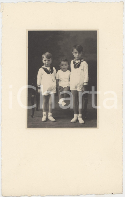 1935 ca MILANO Ritratto di tre fratelli bambini *Foto Carlo DE MARCHI 18x28 cm