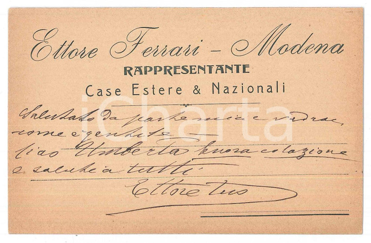 1910 ca MODENA Ettore FERRARI Rappresentante - Cartolina commerciale