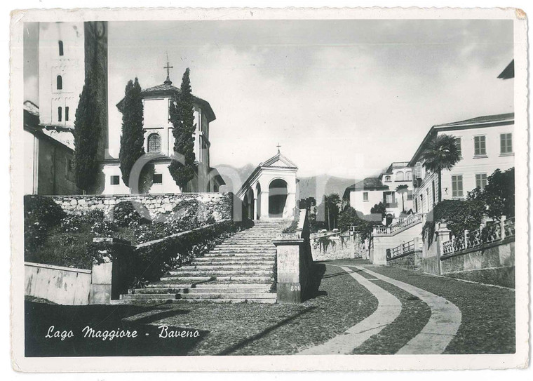 1953 BAVENO Panorama con Chiesa dei Santi Gervaso e Protaso - Cartolina FG VG