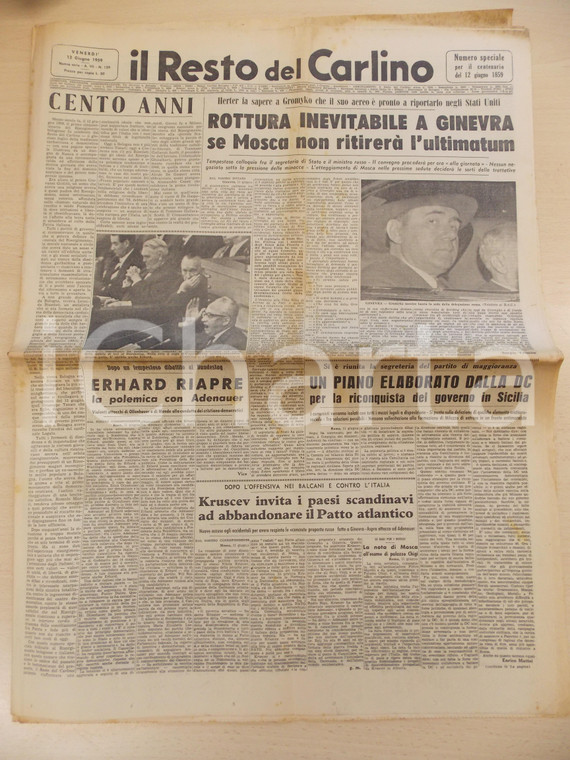 1959 IL RESTO DEL CARLINO Numero speciale Centenario RISORGIMENTO BOLOGNESE 