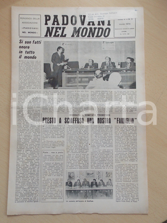 1974 PADOVANI NEL MONDO Nuova sede associazione a SCHAFFHAUSEN *Periodico n.3