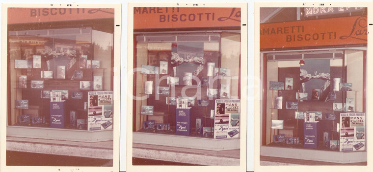 1973 SARONNO (?) Vetrina di un negozio di biscotti BACI PERUGINA *LOTTO 3 foto