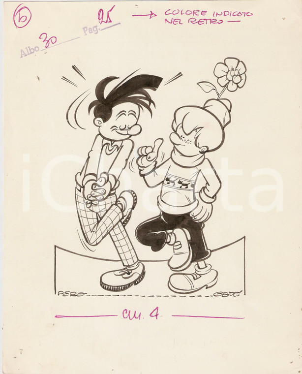 1955 ca JOLLY Carlo PERONI - PEROGATT Bambino timido *Illustrazione ORIGINALE
