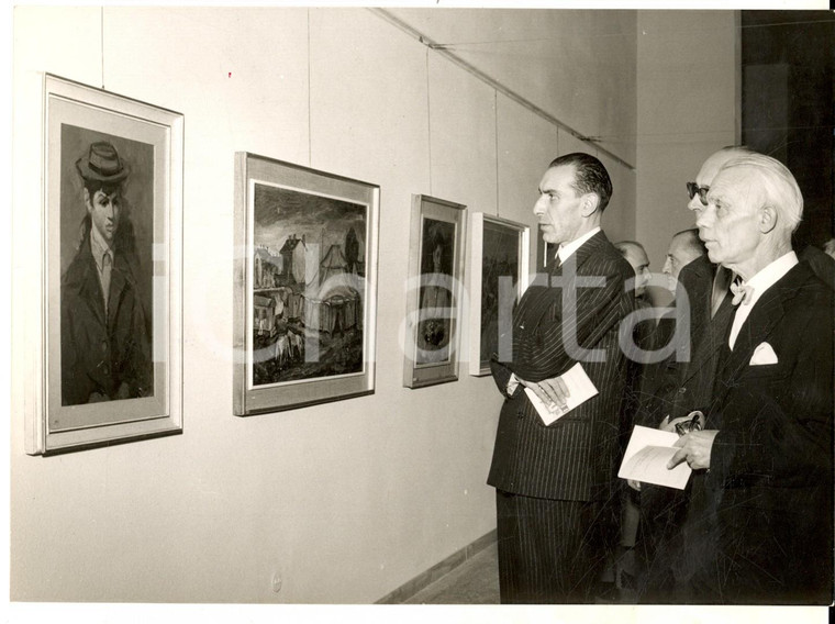 1957 MILANO Ministro Dino DEL BO all'inaugurazione della XX Biennale *Foto