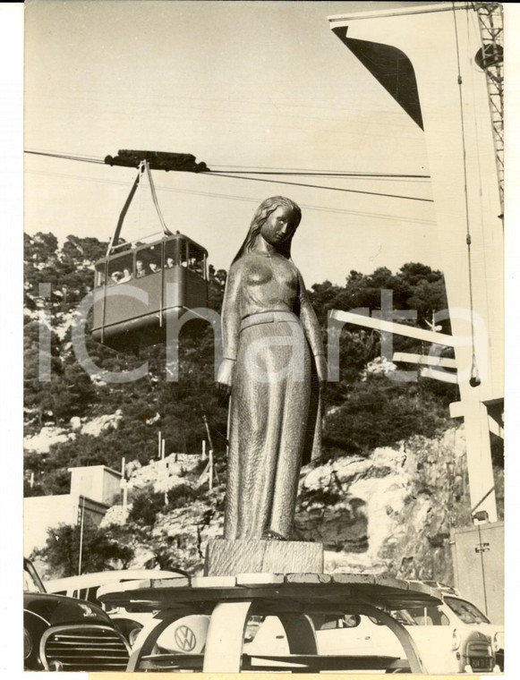 1959 TOULON Sculpteur COTEL - Vierge en olivier veille sur la ville *Photo 14x18