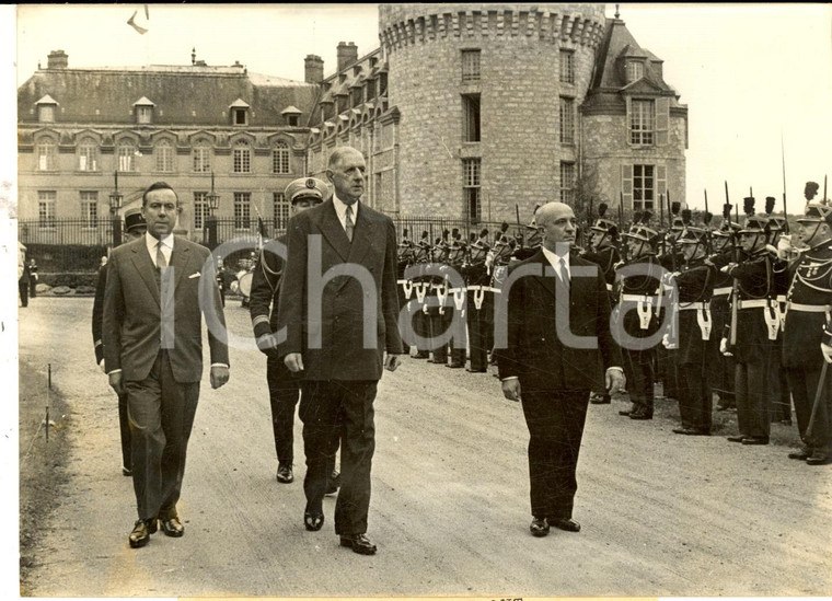 1960 CHATEAU RAMBOUILLET Charles DE GAULLE con Amintore FANFANI in visita *Foto