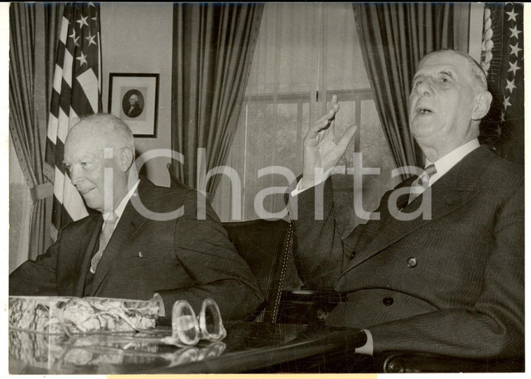 1960 WASHINGTON Incontro tra Dwight EISENHOWER e Charles DE GAULLE *Foto 18x14
