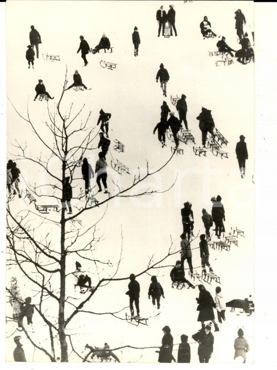1970 BASILEA SVIZZERA Bambini sulla neve con gli slittini *Foto ARTISTICA 13x18