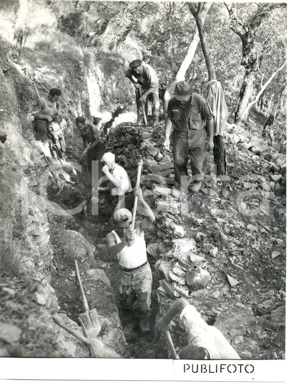 1953 CHIAVARI Impresa MEDIOLI - Lavori di scavo sopra il Belvedere *Foto 18x24
