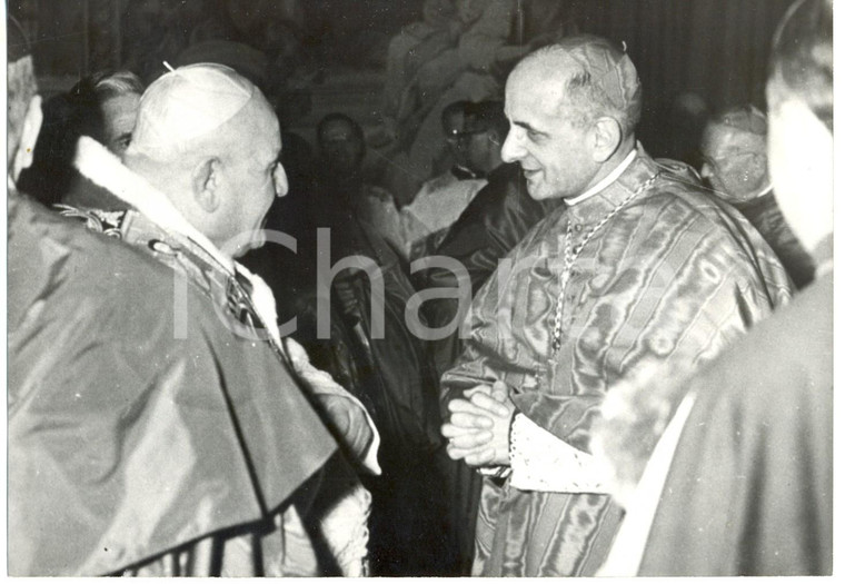 1959 VATICANO Cardinale MONTINI a colloquio con papa GIOVANNI XXIII *Foto