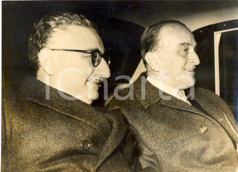 1959 ROMA Cesare MERZAGORA Giuseppe LEONI dopo colloquio con Giovanni GRONCHI