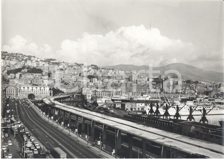 1960 ca GENOVA - Strada sopraelevata in costruzione - Fotografia 24x18 cm