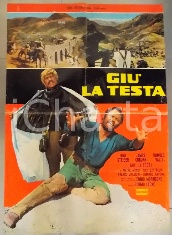 1971 GIU' LA TESTA Sergio LEONE - SPAGHETTI WESTERN Eli WALLACH *Manifesto 60x90