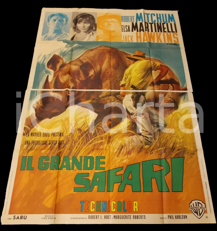 1963 IL GRANDE SAFARI Rampage - Robert MITCHUM Elsa MARTINELLI Manifesto 140x200