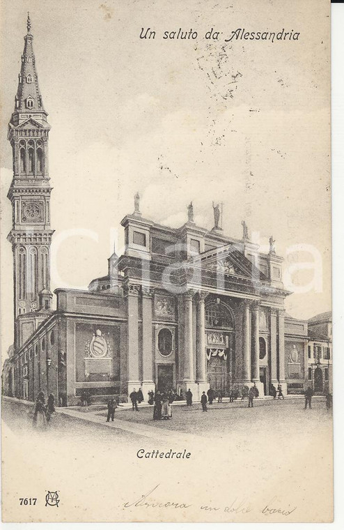 1928 ALESSANDRIA Cattedrale Santi Pietro e Marco con campanile *Cartolina FP VG