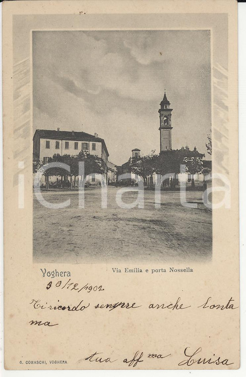 1902 VOGHERA (PV) Via Emilia e Porta Nossella - Panorama *Cartolina FP VG