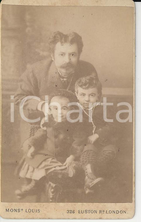 1880 ca LONDON Augusto DELLA CASA con i due figli *Foto Monsieur LOUIS CDV 