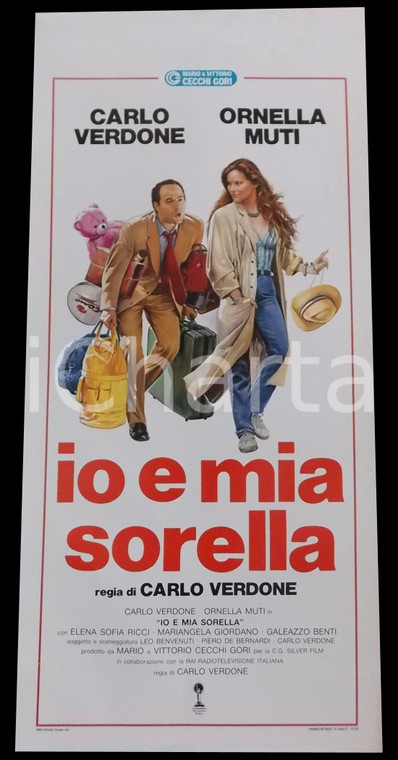 1987 IO E MIA SORELLA Carlo VERDONE Ornella MUTI  *Manifesto 32x70 cm