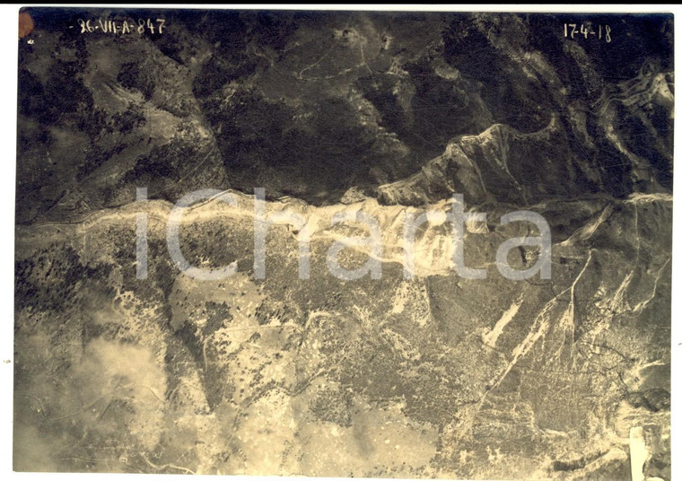 1918 WW1 SASSO ROSSO - VAL VECCHIA Veduta aerea FOTO 26^ Squadriglia Aeroplani