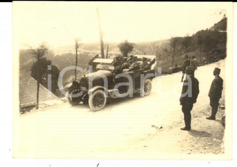 1916 WW1 ZONA DI GUERRA Arrivo ufficiali presso comando in villa *Foto 9x6