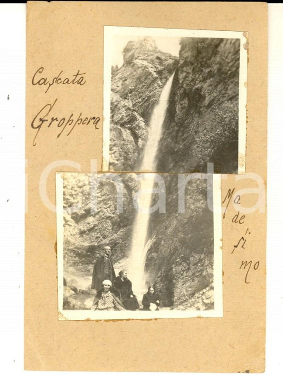 1920 ca MADESIMO Cascata del GROPPERA - Escursionisti  - Foto VINTAGE 8x11 cm