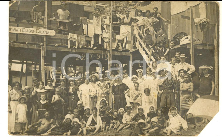 Luglio 1915 GENOVA CORNIGLIANO Folla ai Premiati Bagni di CILANA - Foto RARA