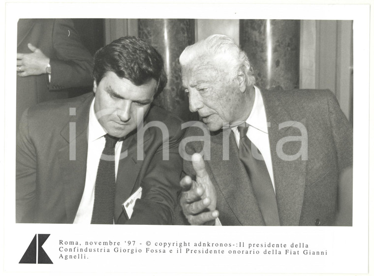 1997 ROMA Conversazione tra Gianni AGNELLI e Giorgio FOSSA *Foto 24x17 cm