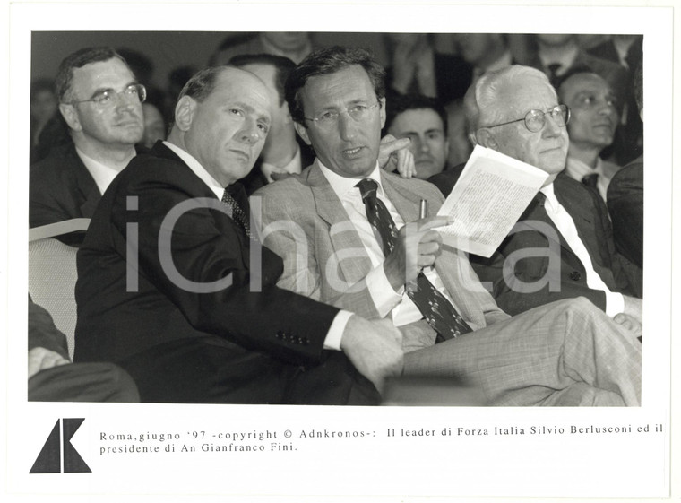1997 ROMA Silvio BERLUSCONI e Gianfranco FINI durante conferenza - Foto 24x17