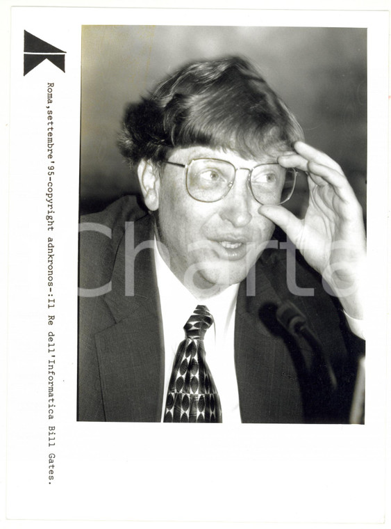 1995 ROMA Ritratto di Bill GATES fondatore di MICROSOFT - Foto 17x24 cm