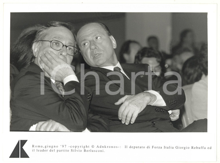 1997 ROMA - FORZA ITALIA Silvio BERLUSCONI con Giorgio REBUFFA - Foto 24x17