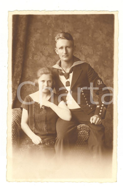1926 KIEL REICHSMARINE Ritratto di ufficiale con la moglie *Foto cartolina KLEIN