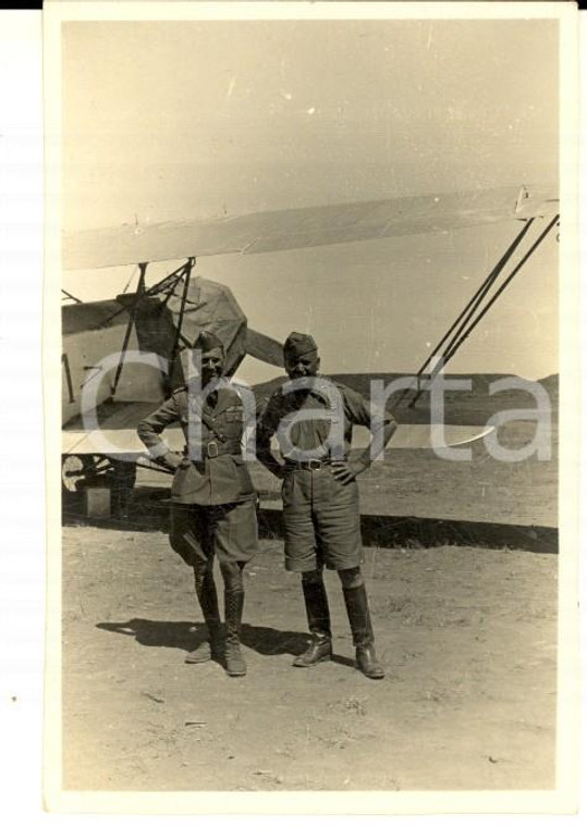 1935 REGIO ESERCITO Coppia di aviatori con il loro aeroplano *Foto 5x8