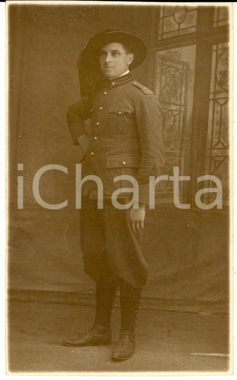 1925 ca LIVORNO REGIO ESERCITO Ritratto bersagliere di profilo *Foto PIACENTINI 