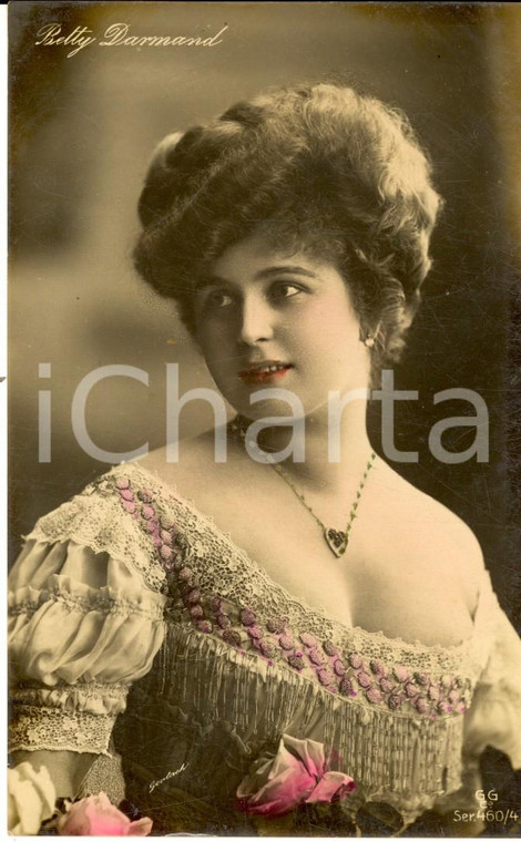 1908 THEATRE Actress Betty DARMAND - Portrait *VINTAGE colored postcard FP VG