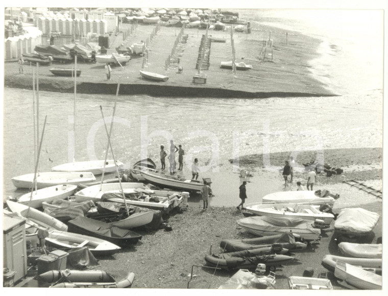 1994 RECCO (GE) Operai in pausa sulla spiaggia *Foto VINTAGE 24x18 cm