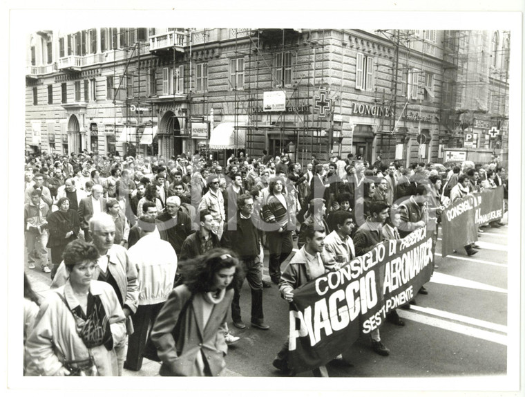 1993 GENOVA Corteo di operai PIAGGIO invade la città *Foto VINTAGE 24x18 cm