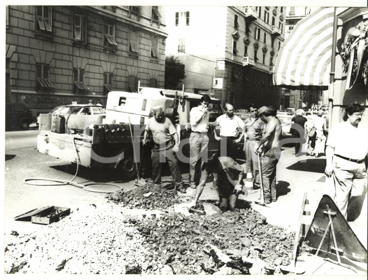 1990 ca GENOVA Lavori stradali *Foto VINTAGE 24x18 cm