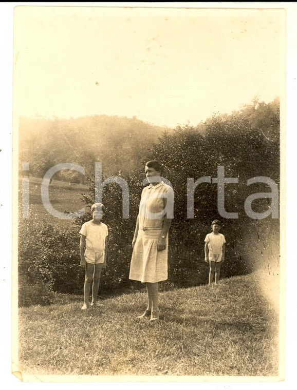 1929 MIGNANEGO - GIOVI (GE) Ritratto di famiglia in giardino - Foto 8x11