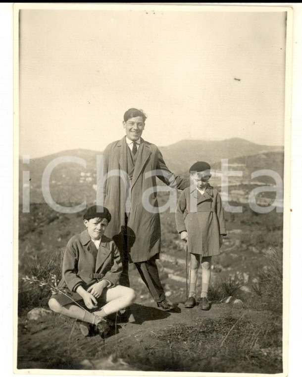 1928 MIGNANEGO / GIOVI (GE) Ritratto di un padre con i figli - Foto 8x11