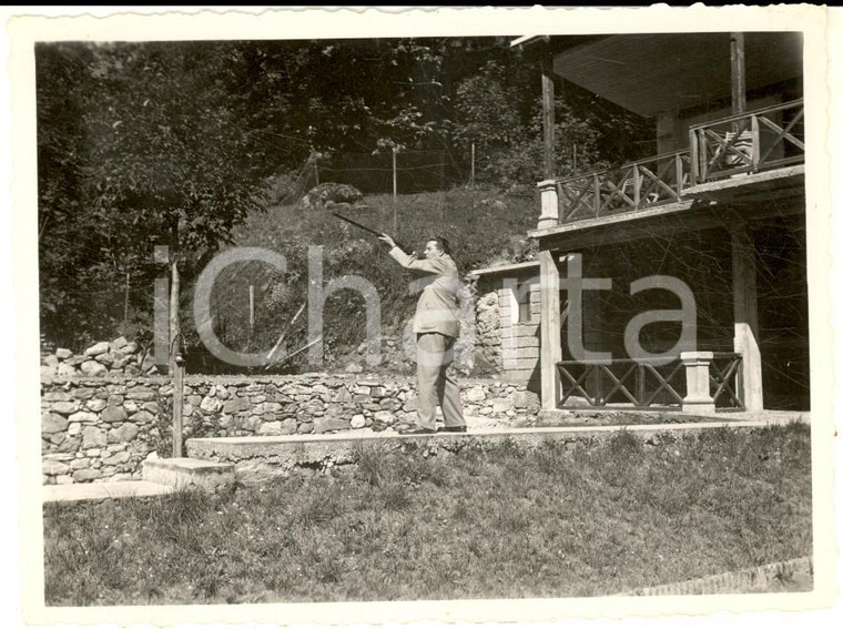 1934 BOGNANCO (VB) Tiro al piattello - Luigi VESPA in azione *Foto 12x9 cm